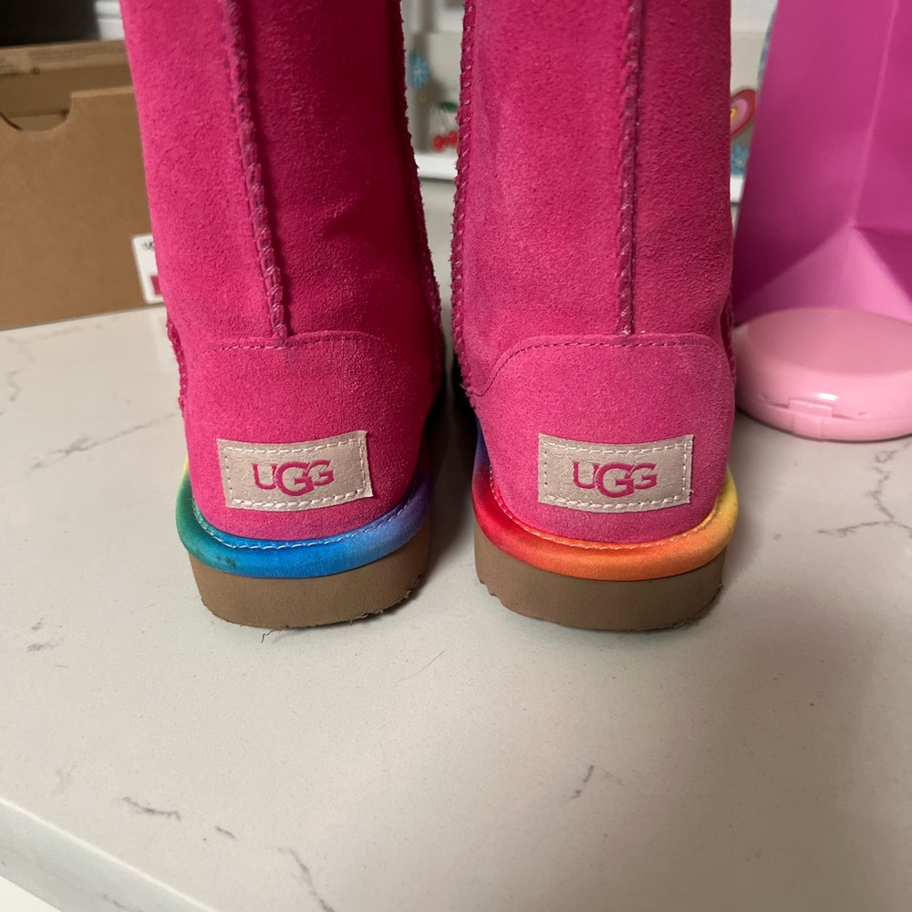 UGG Pink Boots with Rainbow Soles
